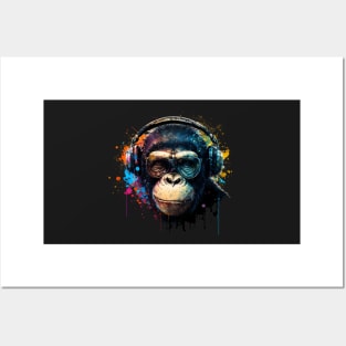 Colorful DJ Chimpanzee Posters and Art